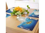 Tovagliette Abakuhaus Tartaruga, Eretmochelys Imbricata Nuotare Nell'acqua Blu Raggi Di Sole Fauna Oceanica, Tiscjdeco In Tessuto Resistente Al Lavaggio Per La Sala Da Pranzo E La Cucina, Marrone Scuro Giallo Blu