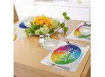 Abakuhaus Tovagliette Stolz, Arcobaleno Poligonale Arrotondato Cornice Colorata Con Disegno Calligrafico "Ti Amo"", Decorazione Da Tavola In Tessuto Resistente Al Lavaggio Per La Sala Da Pranzo E La Cucina, Multicolore"