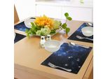 Abakuhaus Tovagliette A Costellazione, Nebulosa Spaziale Astral Cluster Tema Astronomico Galaxy Mystery, Tiscjdeco In Tessuto Resistente Al Colore Per La Sala Da Pranzo E La Cucina, Bianco Nero Blu