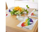 Abakuhaus Tovagliette Stolz, Illustrazione Artistica Del Simbolo Lgbt Con Cuori Colorati "L'amore Vince"" Hashtag Pace, Tiscjdeco In Tessuto Resistente Al Colore Per La Sala Da Pranzo E La Cucina, Multicolore"