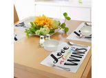 Abakuhaus Tovagliette Stolz, L'amore Vince Sempre Slogan Romantico Con Lettere Color Arcobaleno Disegnate A Mano, Tiscjdeco In Tessuto Resistente Al Lavaggio Per La Sala Da Pranzo E La Cucina, Multicolore