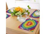 Abakuhaus Tovagliette Stolz, Amore Vince Festa Con Sfondo Tie Dye E Colori Arcobaleno Happiness Vintage, Tiscjdeco In Tessuto Resistente Al Lavaggio Per Sala Da Pranzo E Cucina, Multicolore