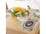 Abakuhaus Set Di Tovagliette, Cerchio Dei Segni Zodiacali Con Sole E Luna, Disegno Floreale, Astrologia Antica, Tiscjdeco In Tessuto Resistente Al Lavaggio Per Sala Da Pranzo E Cucina, Marrone Scuro Crema