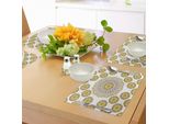 Tovagliette Abakuhaus Mandala, Antichi Motivi Mandala Circolari Con Farfalle E Composizione Naturale Di Foglie, Tiscjdeco In Tessuto Resistente Al Lavaggio Per La Sala Da Pranzo E La Cucina, Giallo Marrone Crema
