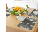 Abakuhaus Tovagliette Color Tortora, Cubi Tridimensionali Geometrici Astrazione Moderna Stampa Square Shapes, Tiscjdeco In Tessuto Resistente Al Lavaggio Per Sala Da Pranzo E Cucina, Grigio Chiaro Tortora Verde