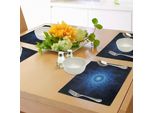Abakuhaus Tovagliette Blu Scuro, Mandala Astratto, Fantasia Digitale, Energia, Arte Spirituale Futuristica, Tiscjdeco In Tessuto Resistente Al Lavaggio Per La Sala Da Pranzo E La Cucina, Blu Scuro, Azzurro Cielo