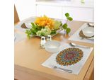 Abakuhaus Tovagliette Etniche, Mandala Con Elementi Vintage Su Sfondo Vittoriano Con Motivi Arabi Antichi Stampati, Tiscjdeco In Tessuto Resistente Al Lavaggio Per La Sala Da Pranzo E La Cucina, Multicolore