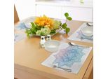 Tovagliette Abakuhaus Lotus, Stile Bohemien Tattoo Zen, Tonalità Pastello, Mandala Astratto Con Disegno Di Fiori Di Loto, Tiscjdeco In Tessuto Resistente Al Lavaggio Per Sala Da Pranzo E Cucina, Azzurro Lilla