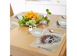 Tovagliette Abakuhaus Con Teschi Di Zucchero, Teschi Umani Con Ghirlanda Di Rose E Fiori Selvatici, Cuori In Stile Boho Chic, Decorazioni Da Tavola In Tessuto Resistente Al Lavaggio Per La Sala Da Pranzo E La Cucina, Multicolore