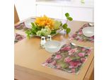 Tovagliette Abakuhaus Shabby Chic, Composizione Floreale Romantica Retrò, Artwork Bouquet Da Sposa Grunge, Tiscjdeco In Tessuto Resistente Al Lavaggio Per Sala Da Pranzo E Cucina, Rosa Chiaro Verde Rosa