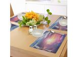 Tovagliette Abakuhaus Sole, Cielo Surreale Con Nuvole Soffici, Orizzonte Da Sogno, Panorama Tranquillo, Tiscjdeco In Tessuto Resistente Al Lavaggio Per La Sala Da Pranzo E La Cucina, Rosa Baby, Azzurro, Giallo