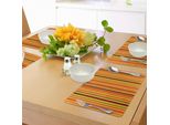 Abakuhaus Tovagliette Astratte, Design Geometrico Vivace Con Linee Verticali Colorate, Tiscjdeco In Tessuto Resistente Al Lavaggio Per La Sala Da Pranzo E La Cucina, Calendula Bordeaux Arancione