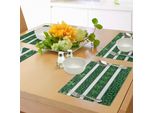 Abakuhaus Tovagliette Irlandesi, Bordo Shamrock, Tema Botanico Naturale Gaelico, Trifogli Artistici Con Volute, Tiscjdeco In Tessuto Resistente Al Lavaggio Per La Sala Da Pranzo E La Cucina, Bianco