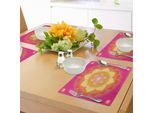 Tovagliette Abakuhaus Lotus, Mandala Con Figure Planetarie, Tema Cosmo E Galassia, Stampa Artistica Con Motivi Etnici, Decorazione Da Tavola In Tessuto Resistente Al Lavaggio Per Sala Da Pranzo E Cucina, Rosa, Giallo, Rosso