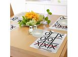 Tovagliette Abakuhaus Waten, Popolare Motivo Del Gioco Tic Tac Toe, Disegno Realizzato A Mano, Tema Win Victory Finish, Tiscjdeco In Tessuto Resistente Al Lavaggio Per La Sala Da Pranzo E La Cucina, Rosso Cinabro, Bianco, Nero