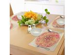Abakuhaus Tovagliette Mandala Rosse, Fantasia Spirituale Con Fiori Dai Colori Vivaci, Cosmo, Equilibrio, Stampa Tradizionale, Decorazioni Da Tavola In Tessuto Resistente Al Lavaggio Per La Sala Da Pranzo E La Cucina, Giallo, Rosso Corallo, Rosa