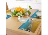 Tovagliette Abakuhaus Con Motivo A Stella Marina, Estate, Tramonto, Paesaggio Costiero, Sabbia, Onde, Paradiso Tranquillo E Silenzioso, Tiscjdeco In Tessuto Resistente Al Lavaggio Per Sala Da Pranzo E Cucina, Multicolore