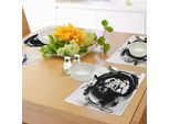 Abakuhaus Tovagliette Leone, Re Della Foresta Ritratto Della Testa Del Leone Libertà Animale Selvatico Monocromatico Sfuggente, Tiscjdeco In Tessuto Resistente Al Colore Per La Sala Da Pranzo E La Cucina, Bianco E Nero