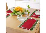 Tovagliette Natalizie Abakuhaus, Icone Celebrative Del Periodo Natalizio, Ornamenti A Spirale, Conifere, Abeti Rossi, Figure Di Angeli, Decorazioni Da Tavola In Tessuto Resistente Al Lavaggio Per La Sala Da Pranzo E La Cucina, Bianco, Verde, Rosso
