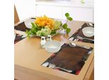 Tovagliette Natalizie Abakuhaus, Sfondo Rustico Scuro Con Festoni Colorati E Brillanti In Un Paesaggio, Decorazioni Da Tavola In Tessuto Resistente Ai Colori Per La Sala Da Pranzo E La Cucina, Multicolore