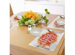 Abakuhaus Tovagliette "Vivi, Ridi, Ama"", Motivo Con Pennellate Artistiche Disegnate A Mano, Frasi Motivazionali Stampate, Decorazioni Da Tavola In Tessuto Resistente Ai Colori Per La Sala Da Pranzo E La Cucina, Arancione E Bianco"