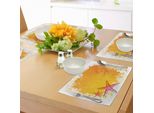 Tovagliette Abakuhaus Con Stelle Marine, Spiaggia Tropicale Estiva Con Fiori Esotici, Fauna Delle Hawaii, Tiscjdeco In Tessuto Resistente Al Lavaggio Per Sala Da Pranzo E Cucina, Arancione, Giallo, Rosa