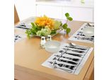 Abakuhaus Tovagliette Africane, Disegno Di Donne Locali Con Brocche Silhouettes Abiti Con Motivi Tribali, Tiscjdeco In Tessuto Resistente Al Lavaggio Per La Sala Da Pranzo E La Cucina, Bianco E Nero