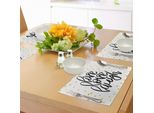 Abakuhaus Tovagliette "Vivi, Ridi, Ama"", Scritta Stilizzata A Mano Su Sfondo Punteggiato Con Frase Ispiratrice, Decorazione Da Tavola In Tessuto Resistente Al Lavaggio Per La Sala Da Pranzo E La Cucina, Giallo, Bianco, Nero"