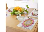 Tovagliette Abakuhaus Lotus, Motivo Geometrico Sacro "Fiore Della Vita"" All'interno Dei Petali Di Loto, Immagine Yoga Zen, Tovaglietta Decorativa In Tessuto Resistente Al Lavaggio Per Sala Da Pranzo E Cucina, Rosa Arancione Giallo"
