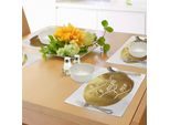 Abakuhaus Tovagliette Vivi Ridi Ama, Messaggio Ispiratore Sulla Vita Su Un Grande Sfondo Colorato Dal Design Moderno, Stampa Digitale Su Tessuto Lavabile Decorazione Da Tavola Cucina, Giallo Caffè Chiaro