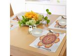 Tovagliette Abakuhaus Lotus, Chakra Melograno Mandala Tibetano Rinnovamento Della Vita Simbolo Dell'universo Equilibrio, Tiscjdeco In Tessuto Resistente Al Lavaggio Per La Sala Da Pranzo E La Cucina, Rosso Cinabro Arancione