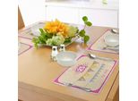 Abakuhaus 25° Compleanno Tovagliette, Rosa Cornici - Simpatiche Bandierine Con Lettere, Portacandele - Regali Con Stampe Colorate, Decorazioni Da Tavola In Tessuto Resistente Ai Colori Per La Sala Da Pranzo E La Cucina, Multicolore