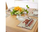 Abakuhaus 70° Compleanno Tovagliette, Design Ispirato Ai Dolciumi Della Vendemmia Festa Per Il 70° Compleanno, Decorazioni Per La Tavola In Tessuto Resistente Ai Colori Per La Sala Da Pranzo E La Cucina, Cannella E Marrone