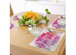 Tovagliette Abakuhaus Per Compleanni, Testo Festivo Artistico Con Schizzi Acquerellati Astratti E Colori A Mano, Tiscjdeco In Tessuto Resistente Al Colore Per La Sala Da Pranzo E La Cucina, Arancione Rosa Rosso