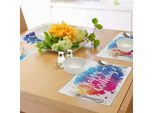 Tovagliette Abakuhaus Per Compleanni, Acquerello Splash Painting Artwork Con Messaggio Di Compleanno Scritto A Mano, Stampa Artistica, Tiscjdeco In Tessuto Resistente Al Colore Per La Sala Da Pranzo E La Cucina, Multicolore