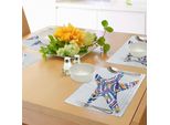 Tovagliette Abakuhaus A Forma Di Stella Marina, Caricatura Con Stella Marina Parlante Su Sfondo A Righe, Accessori Per Le Vacanze Estive, Decorazioni Per La Tavola In Tessuto Resistente Al Lavaggio Per La Sala Da Pranzo E La Cucina, Multicolore