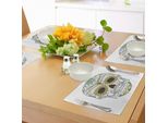 Abakuhaus Tovagliette Con Teschi Di Zucchero, Elementi Folcloristici Calavera, Fiori, Tema Del Giorno Dei Morti, Decorazioni Da Tavola In Tessuto Resistente Ai Colori Per La Sala Da Pranzo E La Cucina, Verde Marrone Seafoam