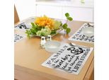 Tovagliette Abakuhaus Famiglia, La Famiglia è L'ancora Che Ci Ispira, Ancora Stilizzata Con Corda, Tovaglietta Decorativa In Tessuto Resistente Ai Colori Per La Sala Da Pranzo E La Cucina, Bianco E Nero