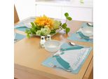Abakuhaus Tovagliette Per Addio Al Nubilato, Sposa Con Le Damigelle In Fiore, Grafica Festiva, Decorazioni Per Tavola In Tessuto Resistente Al Lavaggio Per Sala Da Pranzo E Cucina, Turchese, Bianco E Blu