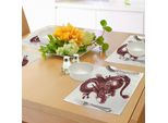 Tovagliette Abakuhaus Con Motivo Drago, Numero Giapponese Drago Tatsu Simbolo Divino Popolo Sacro Mostro Nobile Tema, Tiscjdeco In Tessuto Resistente Al Lavaggio Per Sala Da Pranzo E Cucina, Rosa Chiaro Bordeaux