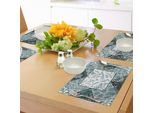 Tovagliette Abakuhaus Boho, Foglie Shabby Chic In Chevron Misto Con Motivi Floreali Naturali, Decorazioni Da Tavola In Tessuto Resistente Al Lavaggio Per La Sala Da Pranzo E La Cucina, Verde Giada Bianco Grigio