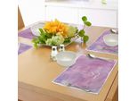 Abakuhaus Tovagliette "Vivi, Ridi, Ama"", Dreamy Watercolors Brushstrokes Con Citazioni Positive, Decorazioni Da Tavola In Tessuto Resistente Ai Colori Per La Sala Da Pranzo E La Cucina, Rosa Chiaro Lavanda Bianco"
