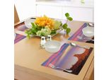 Abakuhaus Stati Uniti Tovagliette, Monument Valley West Mitten E Merrick Butte Sunset Utah Desert, Tiscjdeco In Tessuto Resistente Al Colore Per La Sala Da Pranzo E La Cucina, Arancione Scuro Rosa Blu