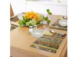 Abakuhaus Zambia Tovagliette, Vendemmia Mescolata Con Antico Motivo Africano - Tonalità Antiche Tribali Astratte Con Immagine Floreale, Tiscjdeco In Tessuto Resistente Al Colore Per La Sala Da Pranzo E La Cucina, Multicolore