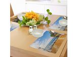 Abakuhaus Tovagliette Italiane, Terrazza-Passeggiata-Balcone E Pino Sul Lago Di Bolsena Italia Stampa, Tiscjdeco In Tessuto Resistente Ai Colori Per La Sala Da Pranzo E La Cucina, Marrone Chiaro E Blu