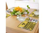 Abakuhaus Tovagliette Zombie, Segnale Di Pericolo Attenzione Quarantena Area Infettiva Illustrazione Biologica Design, Tiscjdeco In Tessuto Resistente Al Colore Per La Sala Da Pranzo E La Cucina, Giallo Nero Rosso