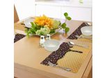 Tovagliette Abakuhaus Eis, Gusto Cialda Al Cioccolato, Dessert Delizioso, Grafica Elegante, Tiscjdeco In Tessuto Resistente Al Lavaggio Per Sala Da Pranzo E Cucina, Marrone Scuro Senape