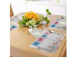Abakuhaus Tovagliette Che Rivelano Il Sesso, Ghirlande Di Adesivi Colorati E Nastri Decorativi Su Sfondo Marino In Legno, Decorazioni Per La Tavola In Tessuto Resistente Ai Colori Per La Sala Da Pranzo E La Cucina, Multicolore