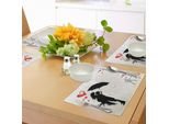 Tovagliette Abakuhaus Per Matrimoni, Coppie Sotto L'ombrello Dell'amore, Cuori Rossi, Margherite, Romanticismo Nell'aria, Decorazioni Per La Tavola In Tessuto Resistente Al Lavaggio Per La Sala Da Pranzo E La Cucina, Bianco, Nero, Rosso