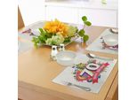 Abakuhaus 70° Compleanno Tovagliette, Design Moderno E Geometrico Su Sfondo Colorato Con Castello, Tiscjdeco In Tessuto Resistente Al Lavaggio Per Sala Da Pranzo E Cucina, Multicolore